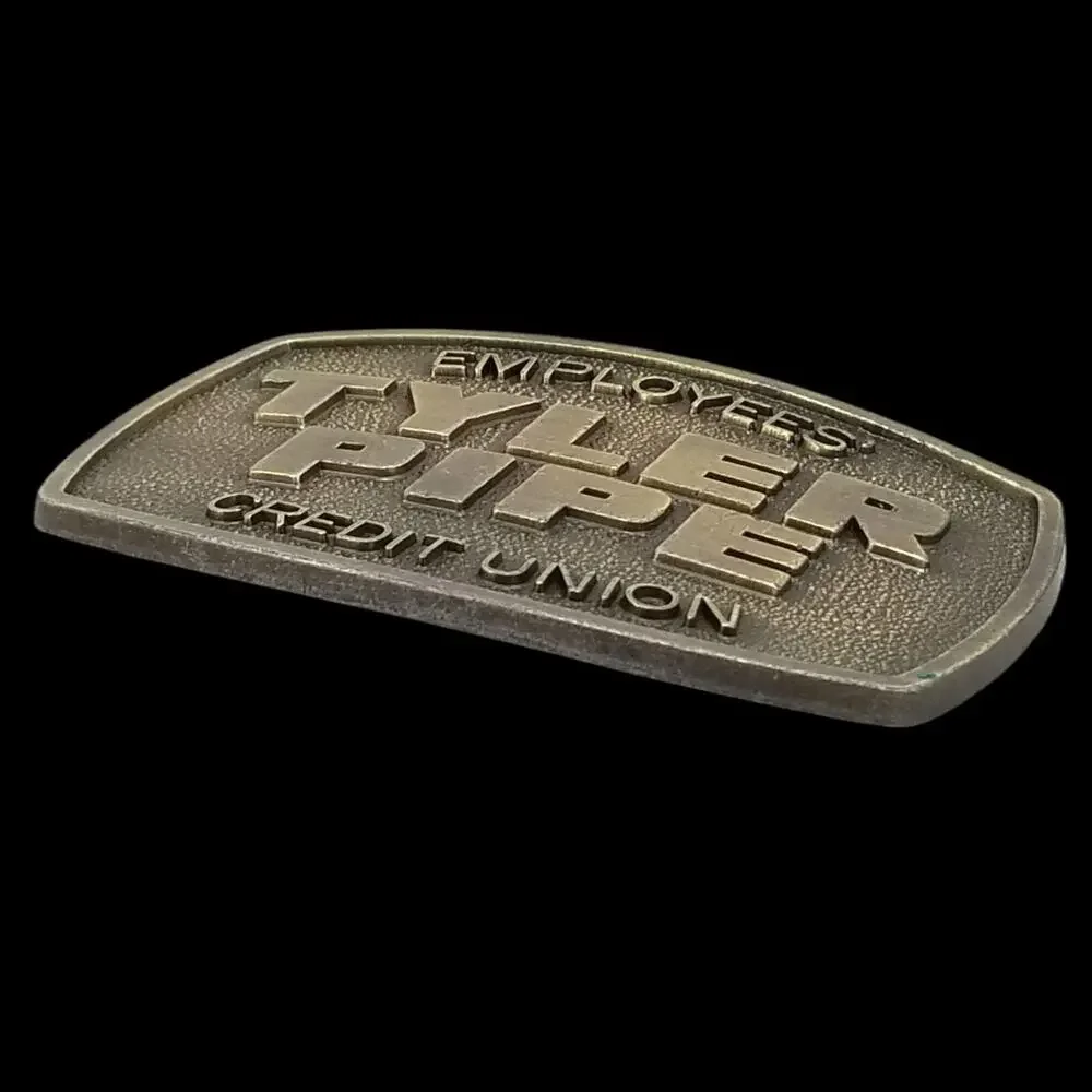 Vintage Belt Buckle‎ Brass Tyler Pipe Employees Credit Union Banking USA By PJ